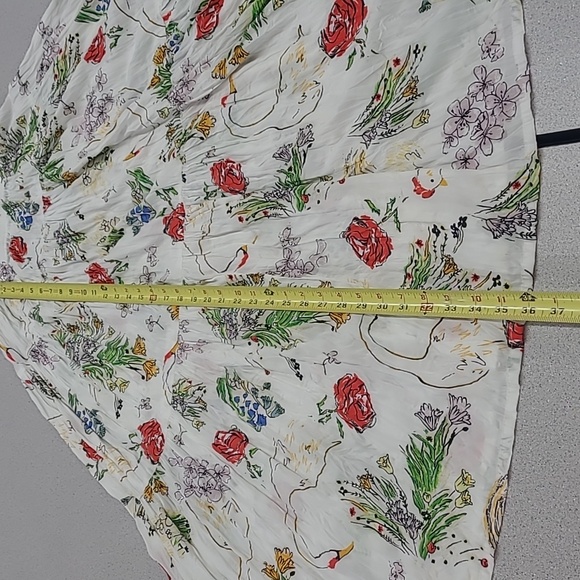 Ines De La Fressange Chic Floral Goose A-Line Skirt in White Size XS - Picture 3 of 7